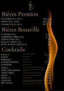 Menu Le Brasier - Les bières, cocktails