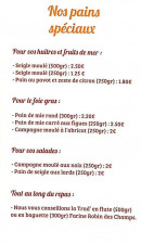 Carte et menu de La boulangerie du coin à Saint Symphorien sur Coise — les pains