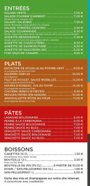 Menu Doctor Miam Miam - Les entrées, plats et boissons