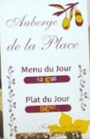 Carte et menu de Auberge de la Place à Sainte Foy l'Argentiere — L'ardoise