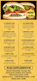 Menu Lebeyk Tacos - Les burgers et suppléments