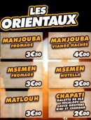 Menu Ô'Royal Givors - Les orientaux