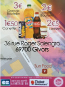 Menu Sun Food - Les boissons