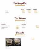 Menu Turquoise - Les barquettes, boissons et Desserts