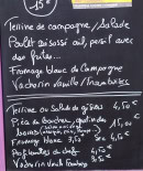 Menu Café des barres - Le menu