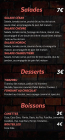Carte et menu de Pizz 'n Fries Au Feu De Bois à Saint Priest — Les salades, desserts, ...