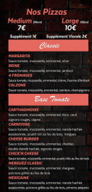 Carte et menu de Pizz 'n Fries Au Feu De Bois à Saint Priest — Les pizzas classic, base tomate