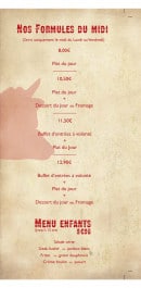 Carte et menu de Le P'tit Viand'Art à Saint Martin en Haut — Les formules midi et menu enfant