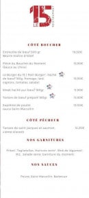 Menu Le 15 - Côté boucher et pecheur, sauces