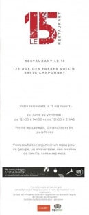 Menu Le 15 - carte et menu Le 15Chaponnay