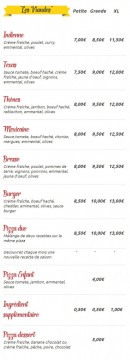 Carte et menu de Rémi et nanie pizz’ à Frotey les Vesoul — Les pizzas viandes