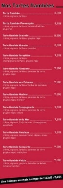 Carte et menu de Pizz a scey ici à Scey-sur-Saône-et-Saint-Albin — les tartes flambées