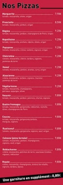 Carte et menu de Pizz a scey ici à Scey-sur-Saône-et-Saint-Albin — les pizzas