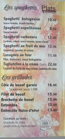 Carte et menu de Pizzeria Di U Carettu à Saint Loup sur Semouse — Les spaghettis et grillades