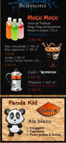 Menu Black Panda - Les boissons et menu enfant