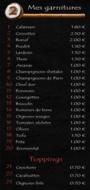 Menu Black Panda - Garnitures