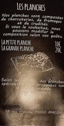 Menu Le tchin'e - Les planches