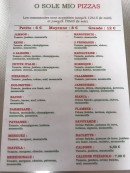 Menu O Sole Mio - La carte