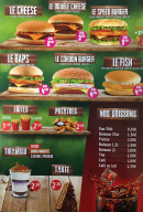 Menu Proxi food - Les burgers, frites et boissons,...