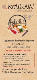 Carte et menu Kouunn Sushi Montceau les Mines