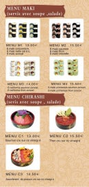 Carte et menu de Kouunn Sushi à Montceau les Mines — Le menu makis et menu chirashis