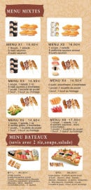 Carte et menu de Kouunn Sushi à Montceau les Mines — Le menu mixtes et menu bateau