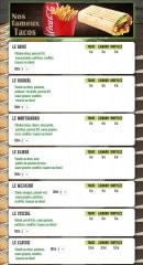 Menu La Strada Pizza - Les tacos