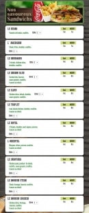 Menu La Strada Pizza - Les sandwiches