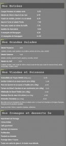 Menu Le Central - Entrées, grandes salades, viandes,...
