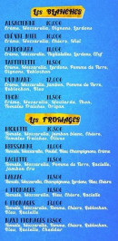 Carte et menu de TeD'PiZz by Cyril à La Chapelle de Guinchay — Les blanches, fromages