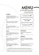 Menu La Table De Givry - Le menu au fil du saison