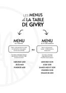 Menu La Table De Givry - Les menus