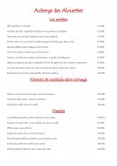 Menu Auberge des alouettes - Les entrées, poissons, crustacés ,...