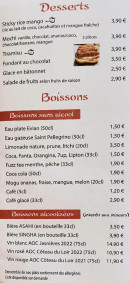 Menu Aro i Sushi - Les desserts et boissons