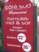 Menu Côté Sud - Formule midi et soir 