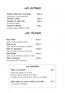 Menu La Table du Maroc - Spécialités , entrées et tajines 