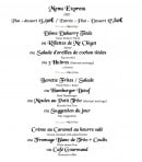 Menu Hôtel Angleterre - Le menu express