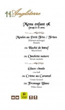 Menu Hôtel Angleterre - Le menu enfant