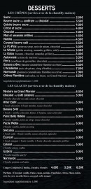 Carte et menu de Crêperie Les Ardoisieres à Saint Aubin de Locquenay — Les desserts