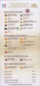 Carte et menu de Le chalet du lac à Tuffé Val de la Chéronne  — glaces
