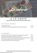 Menu La Cabane - Plats à l'ardoise et entrées