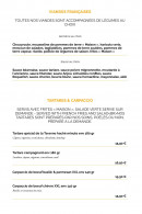 Menu La Taverne Le Mans - Les viandes suite, tartares et carpaccio