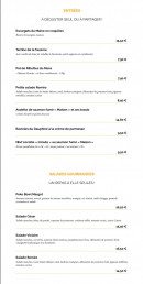 Menu La Taverne Le Mans - Les entrées et salades
