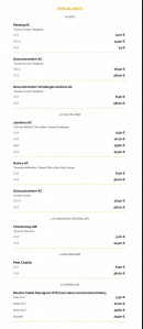 Menu La Taverne Le Mans - Les vins blancs