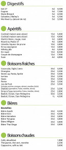 Menu Thai garden - Les digestifs, apéritifs, ...