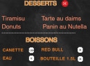 Menu Brooklyn - Les desserts et boissons