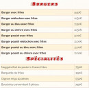 Menu Pizzatel - Les burgers et spécialités