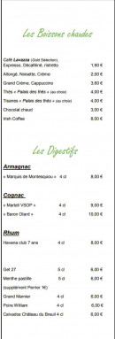 Menu Domaine de l'Epau - Les boissons chaudes et digestifs