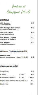 Menu Domaine de l'Epau - Bordeaux et  champagnes