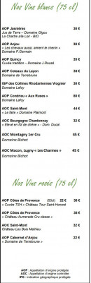 Menu Domaine de l'Epau - Les s vins blancs et vins rosés